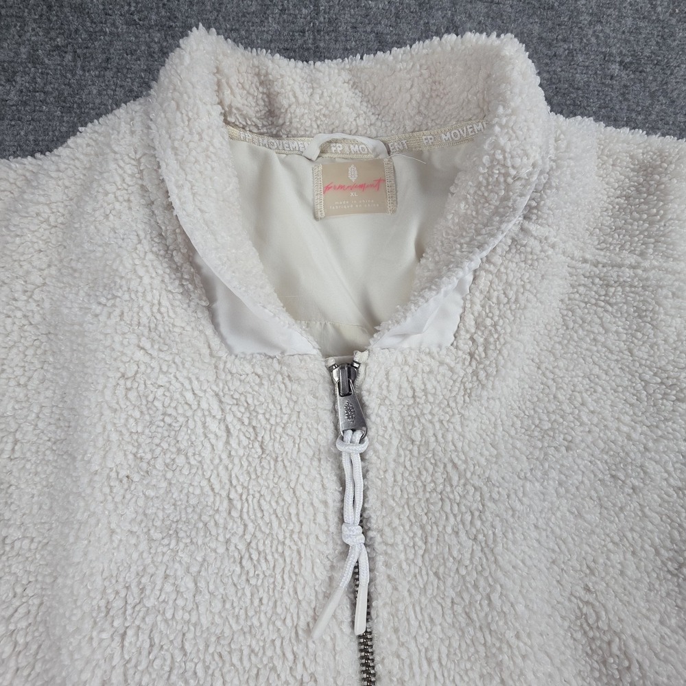 Free People Movement XL Jacket Ivory Oversized Sherpa Fleece Full Zip Cozy‎ Coat - Picture 4 of 12
